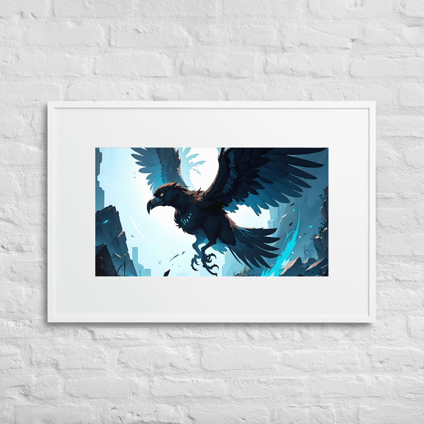 Silver Falcon Eingerahmtes Poster