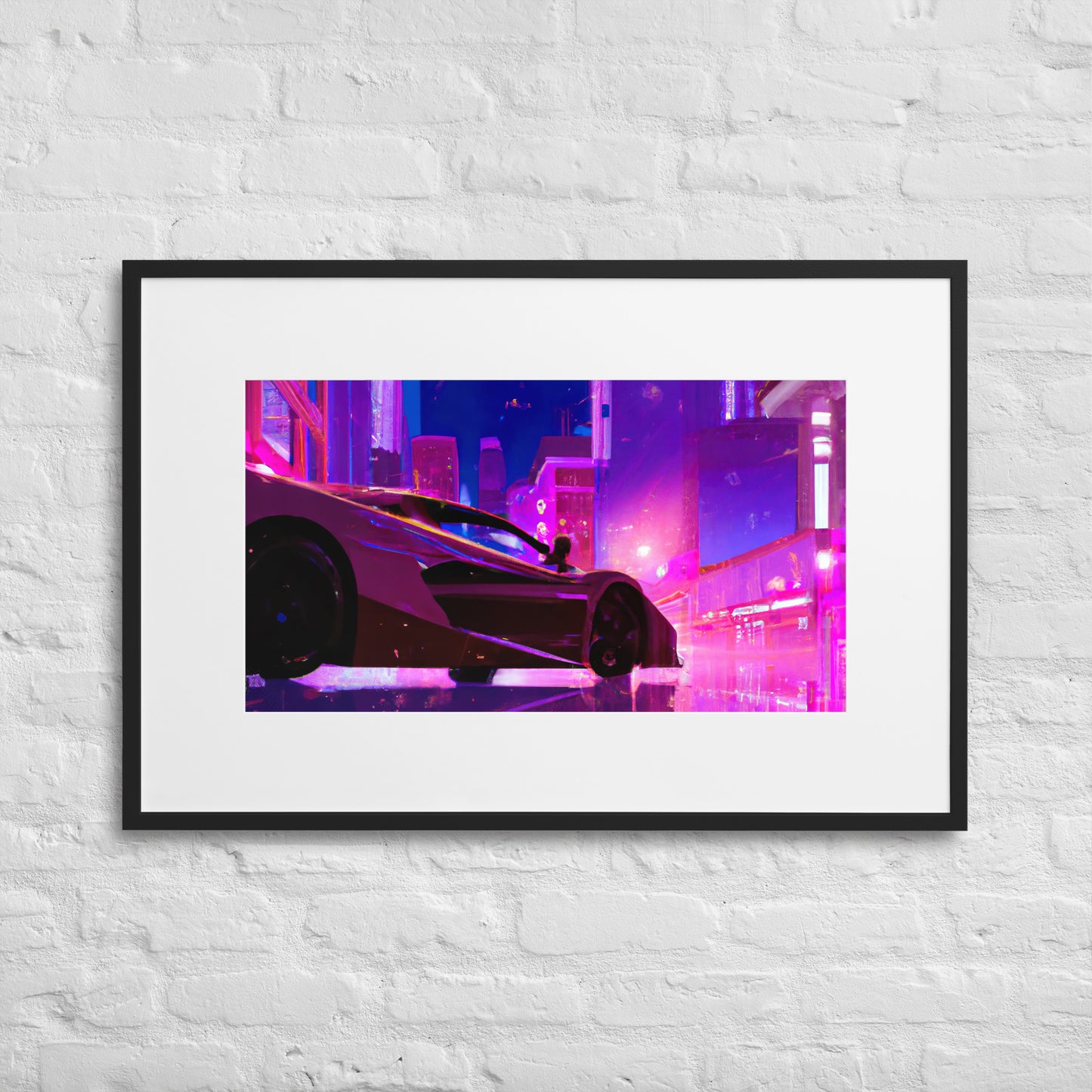 Neon City Eingerahmtes Poster